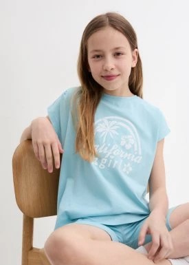 Zdjęcie produktu Shirt dziewczęcy + kolarki (2 części), z bawełny organicznej bonprix