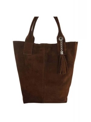 Zdjęcie produktu Shopper bag - torebka damska zamszowa - Brązowa Merg