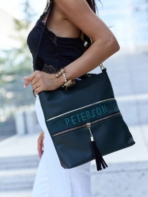 Zdjęcie produktu Shopper damski z szerokim, logowanym paskiem — Peterson Merg