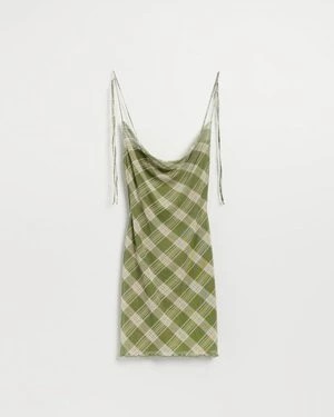 Zdjęcie produktu Siateczkowa sukienka mini w zieloną kratę House