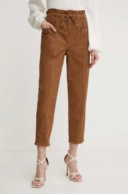 Zdjęcie produktu Silvian Heach spodnie damskie kolor brązowy proste high waist