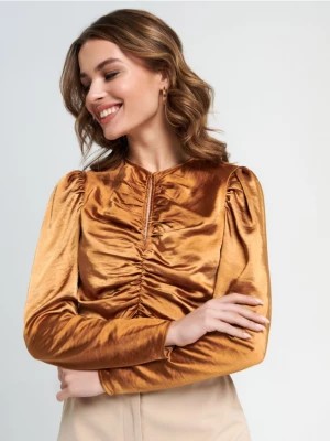 Zdjęcie produktu Sinsay - Bluzka z marszczeniami - brązowy