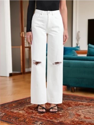 Zdjęcie produktu Sinsay - Jeansy wide leg high waist - biały
