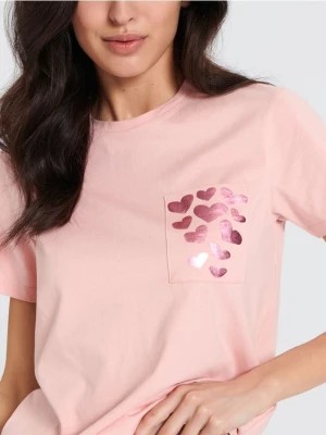 Zdjęcie produktu Sinsay - Koszulka z kieszonką - różowy