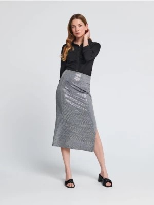 Zdjęcie produktu Sinsay - Spódnica midi ołówkowa - srebrny