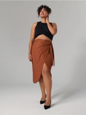 Zdjęcie produktu Sinsay - Spódnica midi z wiązaniem - brązowy