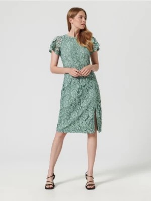 Zdjęcie produktu Sinsay - Sukienka midi z koronką - zielony