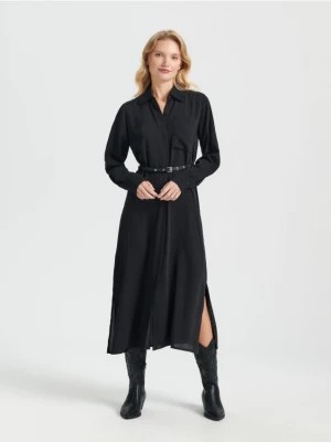 Zdjęcie produktu Sinsay - Sukienka midi z paskiem - czarny