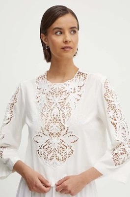 Zdjęcie produktu Sisley bluzka bawełniana damska kolor biały gładka