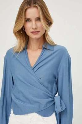 Zdjęcie produktu Sisley bluzka damska kolor niebieski regular z kołnierzykiem klasycznym