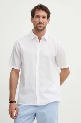 Zdjęcie produktu Sisley koszula lniana kolor biały regular z kołnierzykiem klasycznym