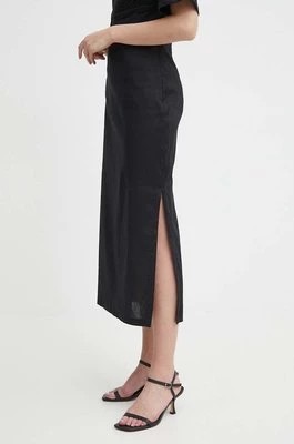 Zdjęcie produktu Sisley spódnica lniana kolor czarny maxi rozkloszowana