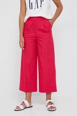 Zdjęcie produktu Sisley spodnie bawełniane damskie kolor różowy szerokie high waist