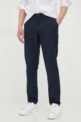 Zdjęcie produktu Sisley spodnie bawełniane kolor granatowy dopasowane