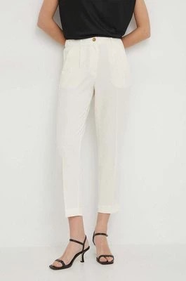 Zdjęcie produktu Sisley spodnie damskie kolor beżowy proste high waist