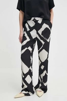 Zdjęcie produktu Sisley spodnie damskie kolor czarny szerokie high waist