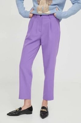 Zdjęcie produktu Sisley spodnie damskie kolor fioletowy proste high waist