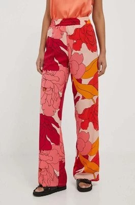 Zdjęcie produktu Sisley spodnie damskie kolor różowy proste high waist