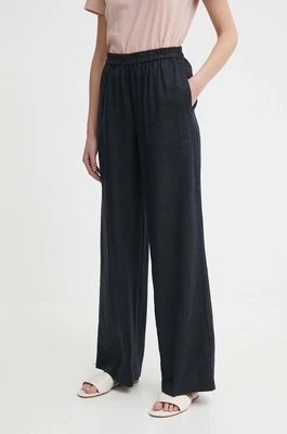 Zdjęcie produktu Sisley spodnie lniane kolor czarny szerokie high waist