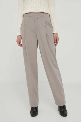 Zdjęcie produktu Sisley spodnie z domieszką wełny kolor beżowy proste high waist