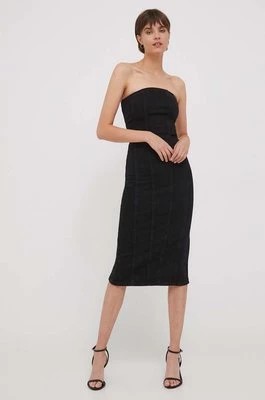 Zdjęcie produktu Sisley sukienka jeansowa kolor czarny mini dopasowana