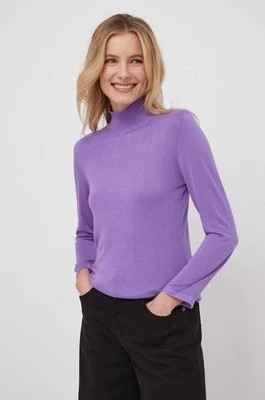 Zdjęcie produktu Sisley sweter z domieszką jedwabiu kolor fioletowy lekki z golfem