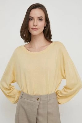 Zdjęcie produktu Sisley sweter z domieszką jedwabiu kolor żółty lekki