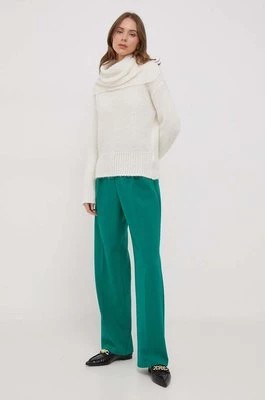 Zdjęcie produktu Sisley sweter z domieszką wełny damski kolor beżowy z golfem