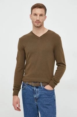 Zdjęcie produktu Sisley sweter z domieszką wełny męski kolor zielony lekki