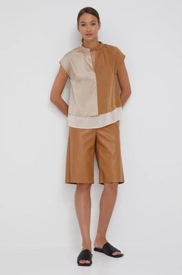 Zdjęcie produktu Sisley szorty damskie kolor beżowy gładkie high waist