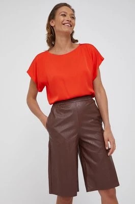 Zdjęcie produktu Sisley szorty damskie kolor brązowy gładkie high waist
