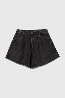 Zdjęcie produktu Sisley szorty jeansowe dziecięce kolor czarny gładkie regulowana talia