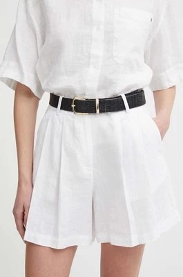 Zdjęcie produktu Sisley szorty lniane kolor biały gładkie high waist