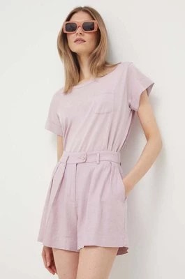 Zdjęcie produktu Sisley szorty lniane kolor fioletowy gładkie high waist