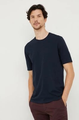 Zdjęcie produktu Sisley t-shirt bawełniany kolor granatowy gładki