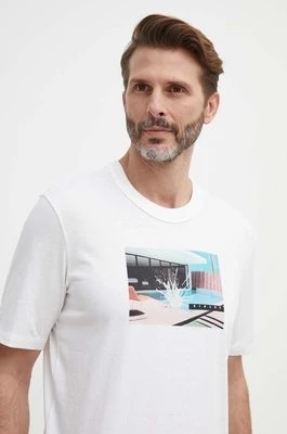 Zdjęcie produktu Sisley t-shirt bawełniany męski kolor beżowy z nadrukiem