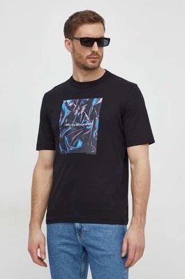 Zdjęcie produktu Sisley t-shirt bawełniany męski kolor czarny z nadrukiem