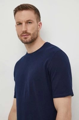 Zdjęcie produktu Sisley t-shirt bawełniany męski kolor granatowy gładki