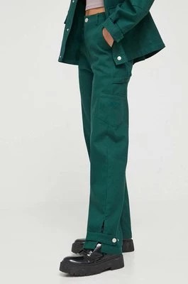 Zdjęcie produktu Sixth June spodnie damskie kolor zielony proste high waist