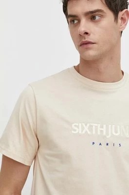 Zdjęcie produktu Sixth June t-shirt bawełniany męski kolor beżowy z aplikacją