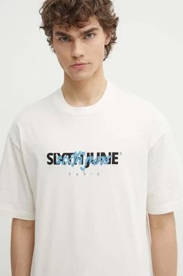 Zdjęcie produktu Sixth June t-shirt bawełniany męski kolor beżowy z nadrukiem