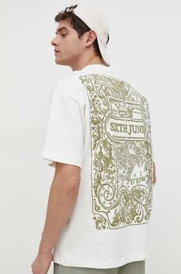 Zdjęcie produktu Sixth June t-shirt bawełniany męski kolor biały z nadrukiem