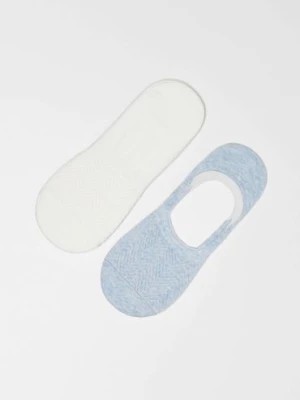Zdjęcie produktu Skarpetki damskie stopki - niebieskie i ecru - 2 pak Moodo