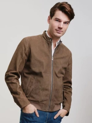 Zdjęcie produktu Skórzana kurtka męska w kolorze khaki OCHNIK