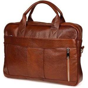 Zdjęcie produktu Skórzana torba na laptop duża męska pojemna premium Beltimore brązowa brązowy, beżowy Merg