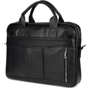Zdjęcie produktu Skórzana torba na laptop duża męska pojemna premium Beltimore czarna czarny Merg