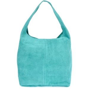 Zdjęcie produktu Skórzana torebka zamszowa Włoska damska morska worek niebieski Merg