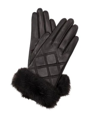 Zdjęcie produktu Skórzane brązowe rękawiczki damskie z futerkiem OCHNIK