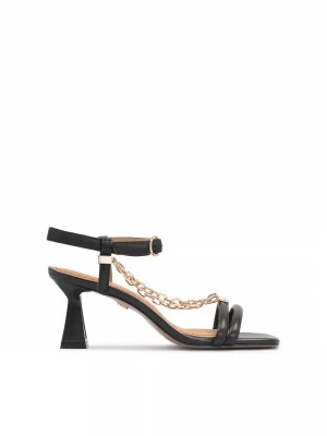 Zdjęcie produktu Skórzane czarne sandały z ozdobnym łańcuszkiem Kazar