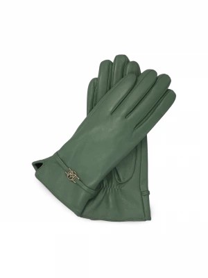 Zdjęcie produktu Skórzane damskie rękawiczki w kolorze zielonym Kazar